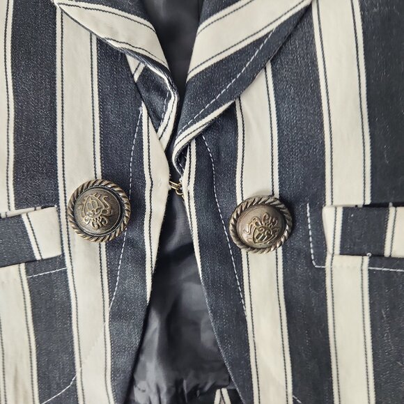 A'GACI black and white vertical striped blazer jacket size S Beetlejuice-style - Picture 5 of 10